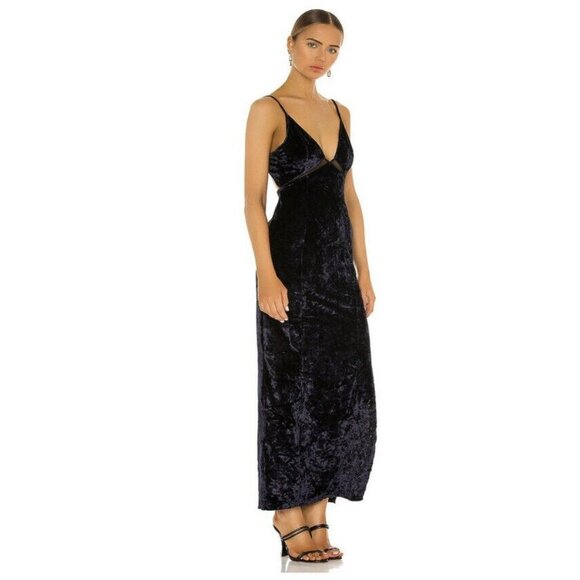 Free People Low Key Crushin Velvet Dress Navy Colo - Picture 2 of 2